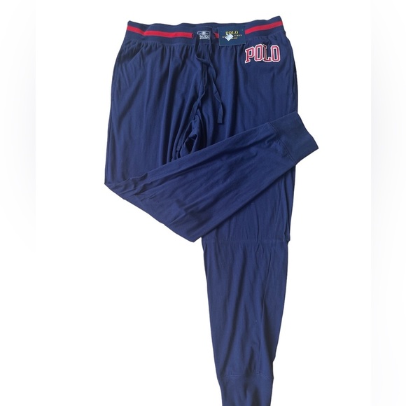 Polo Ralph Lauren Logo Print Knit Jersey Sleep Jogger Pants Navy Men’s XL - Picture 9 of 9